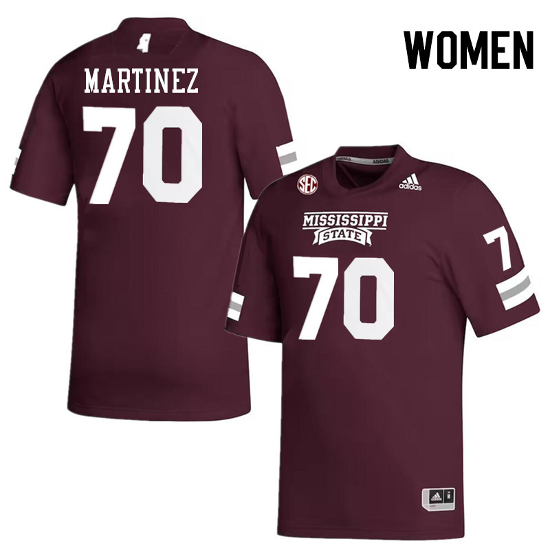 Women #70 Marlon Martinez Mississippi State Bulldogs College Football Jerseys Stitched-Maroon